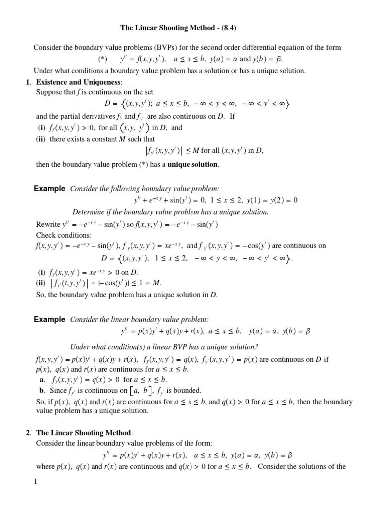 The Linear Shooting Method (8.4) PDF Functions And Mappings