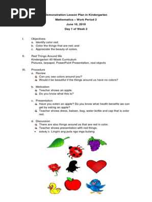 1st Demonstration Lesson Plan in Kindergarten