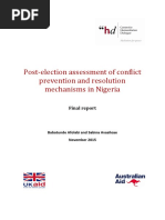 Post-election Assessment of Conflict Prevention and Resolution Mechanisms in Nigeria