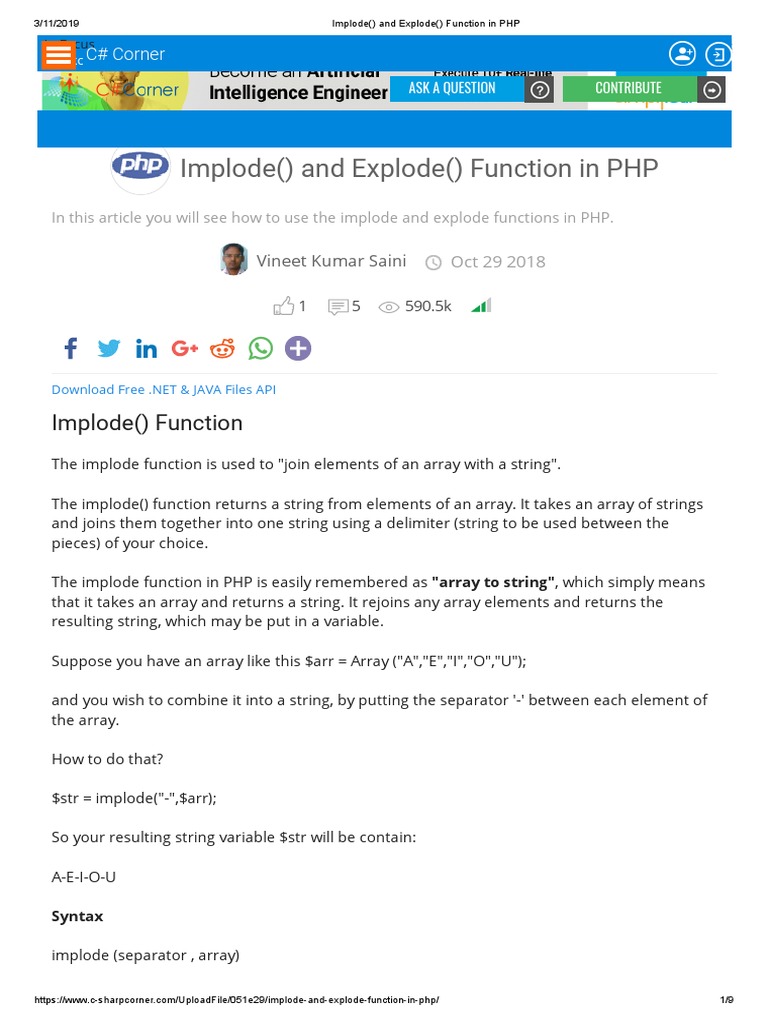 Implode and Explode Function in PHP PDF | PDF | Php | String (Computer ...