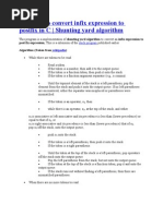 Program To Convert Infix Expression To Postfix in C - Shunting Yard Algorithm