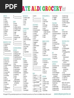 Aldi Grocery List By Aisle