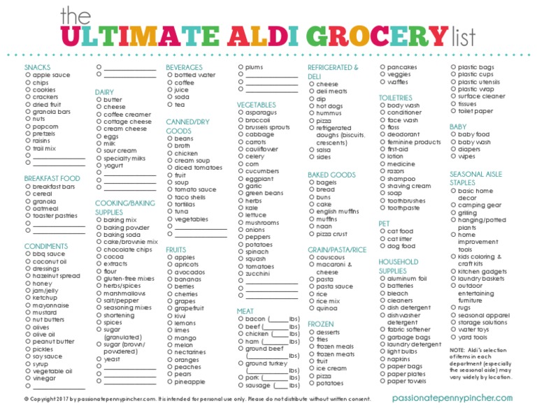 The Ultimate Aldi Grocery List | PDF | Pasta | Foods