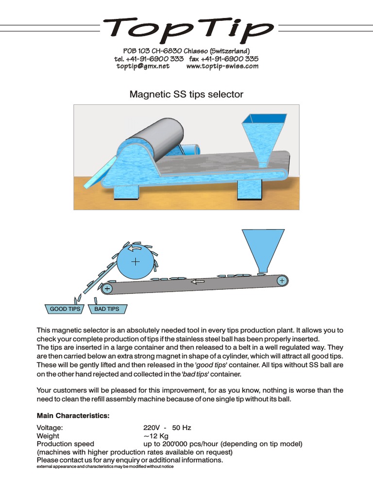 Magnetic Selector for Tip Production | PDF