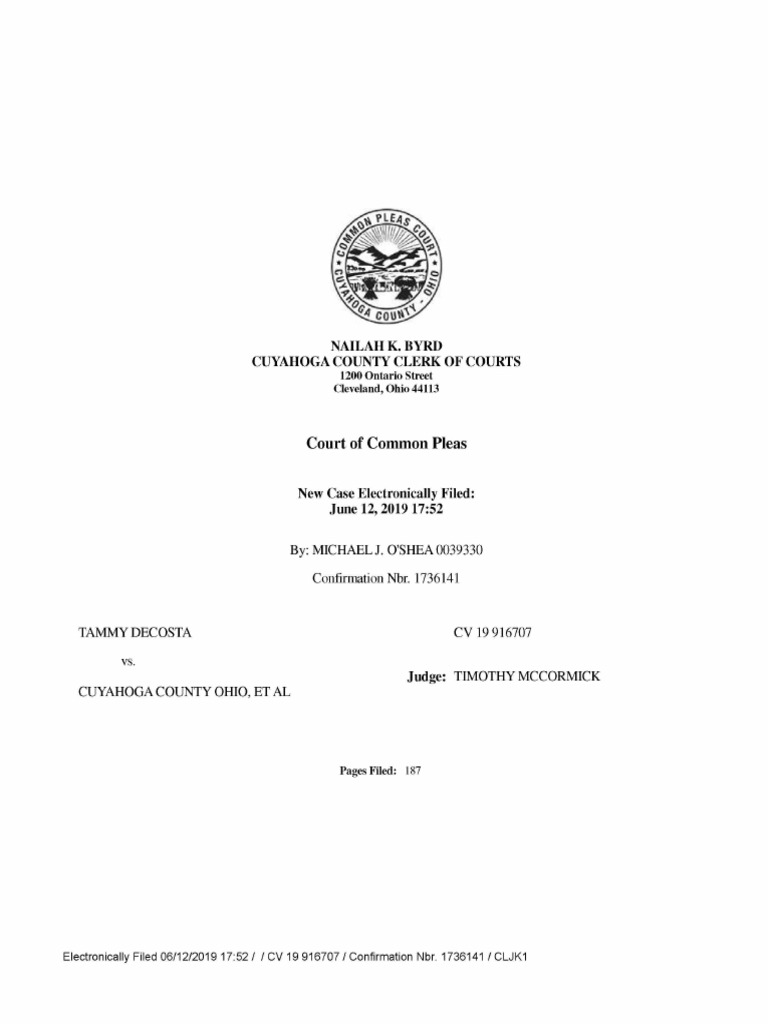 Cuyahoga County Jail Eye Injury Lawsuit PDF Prison Lawsuit