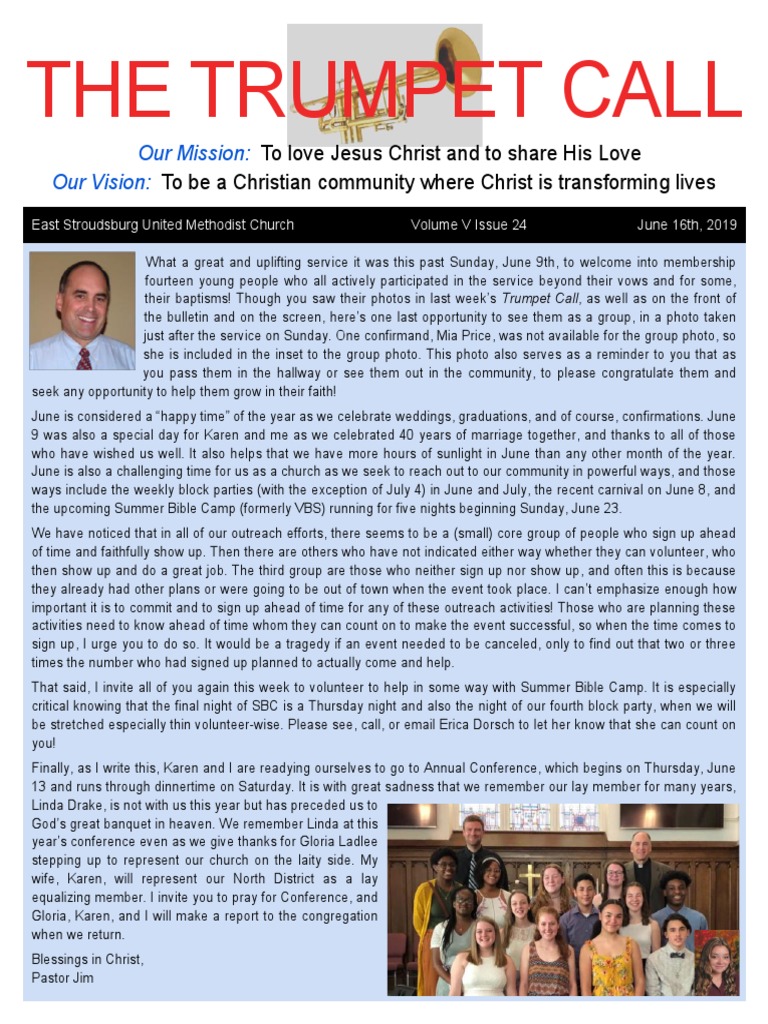 Trumpet Call 2019 June 16 | PDF | Confirmation