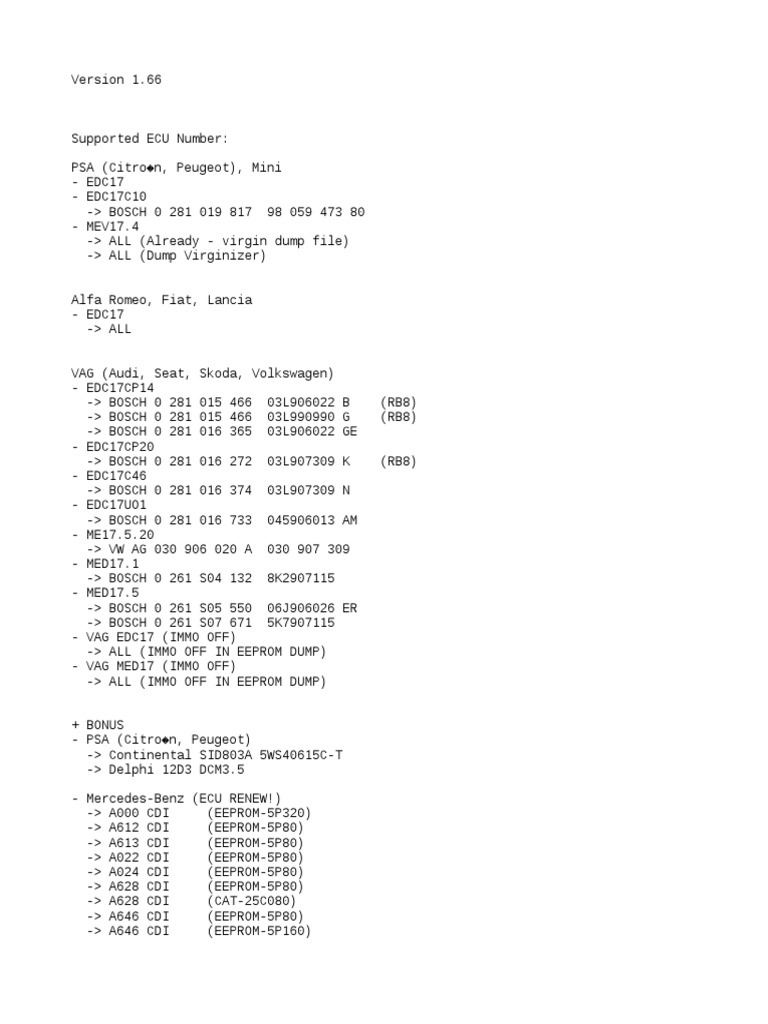 Supported ECU List | PDF | Volkswagen Group | Car Manufacturers Of Germany