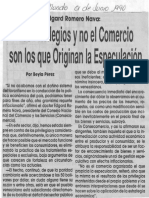 Edgard Romero Nava - Los Privilegios y No El Comercio Son Los Que Originan La Especulacion - El Mundo 01.06.1990