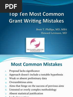 Top Ten Grant Writing Mistakes