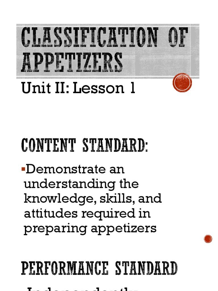 Lesson 1 Preparing Appetizers Pdf