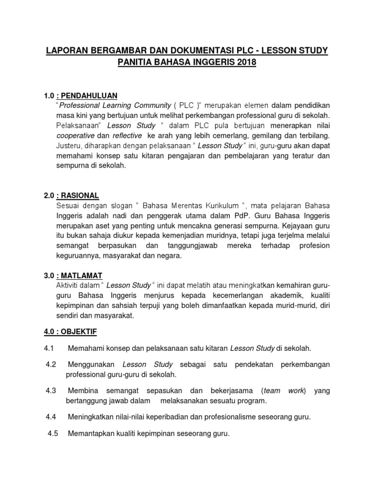 Contoh Kertas Kerja Lesson Study Dalam Pdp
