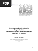 Os Sistemas Educativos Face Às Desigualdades e Sociais - o Fracasso Escolar