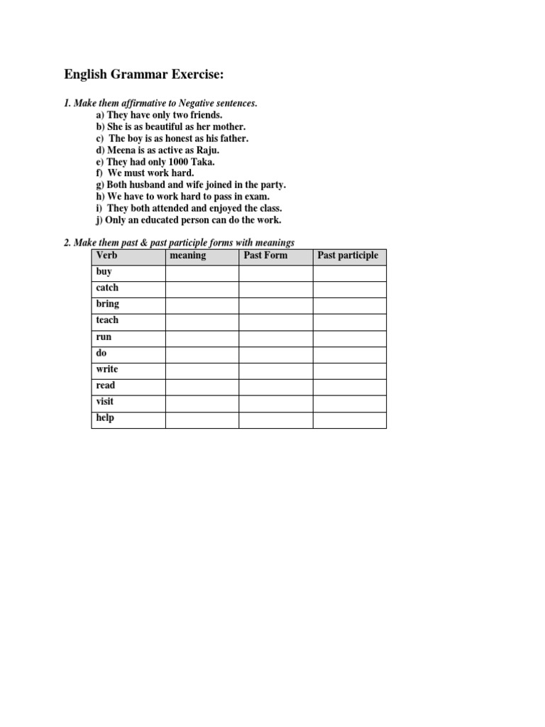 Form 1 English Grammar Exercises | PDF | Language Arts & Discipline