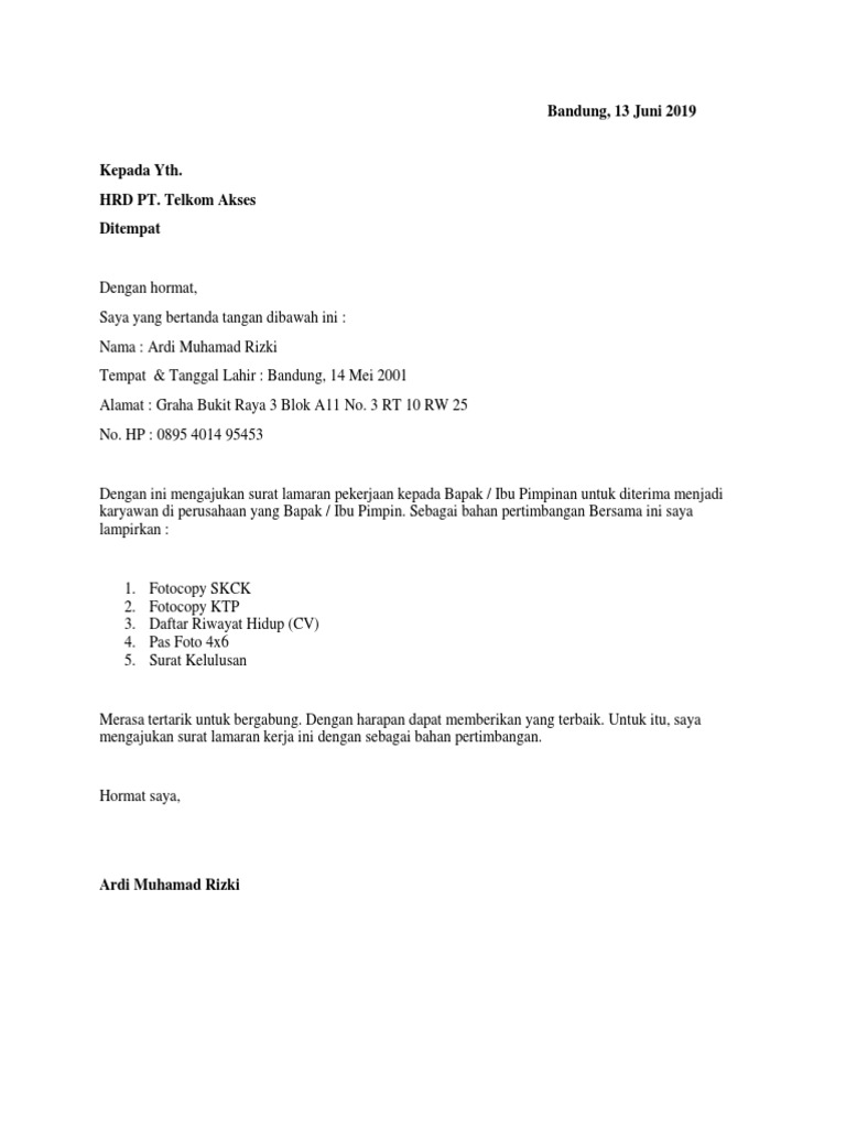 Download 92+ Contoh Surat Surat Lamaran Kerja Pt Quick Terbaik Dan Terbaru
