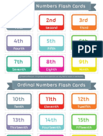 Ordinal Numbers Flash Cards 2x3 PDF
