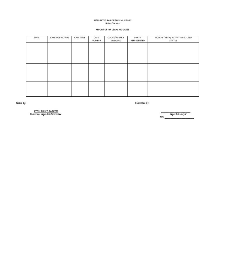 Handling Lawyers Report On Legal Aid Cases Form PDF