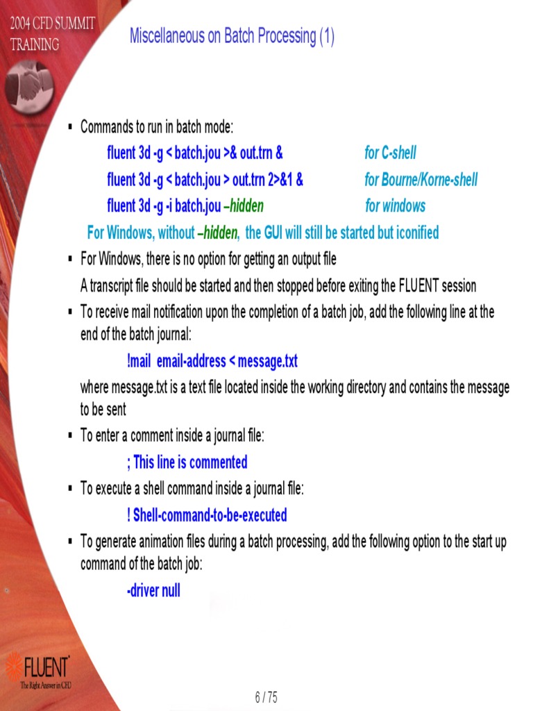 Batch Processing Commands for FLUENT | PDF