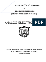 Analog Electronics: Curricullum of 1 & 2 Semester For Diploma in Engineering (Effective FROM 2018-19 Session)