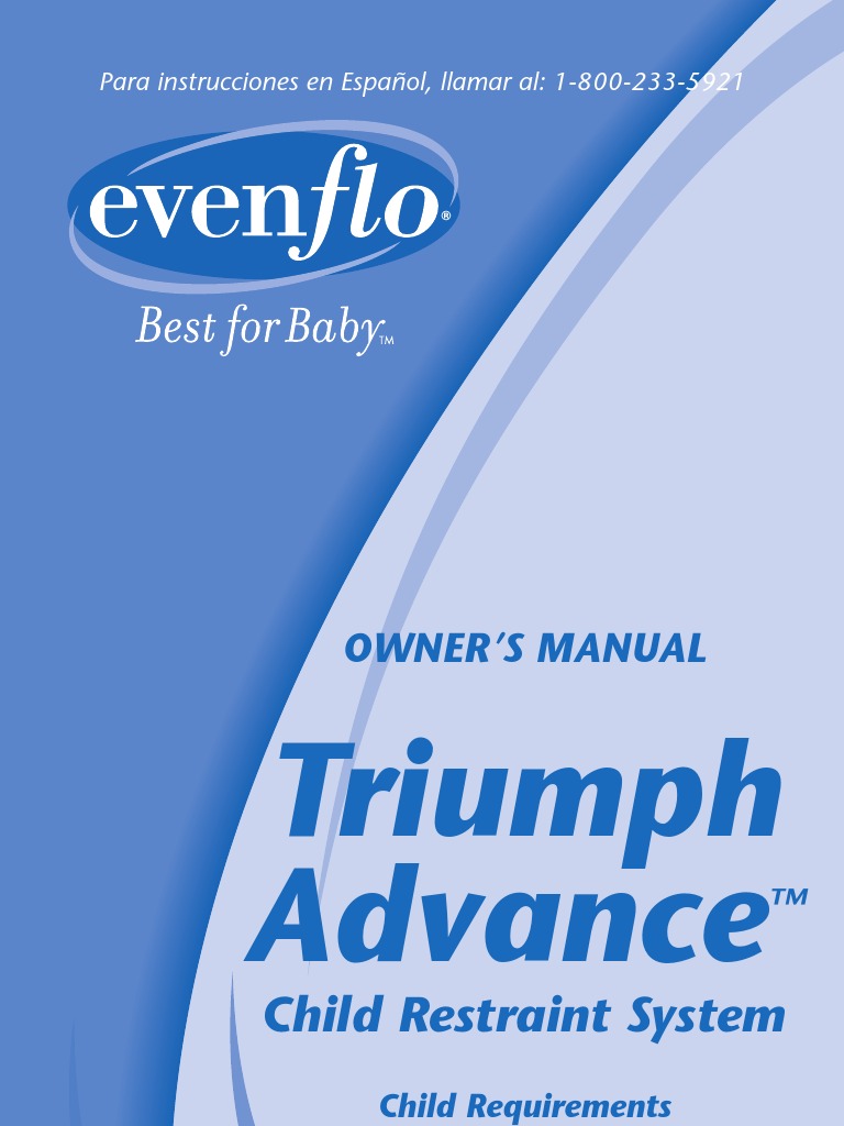 Evenflo Triumph Advance Carseat Installation Manual | PDF | Seat Belt |  Land Vehicles