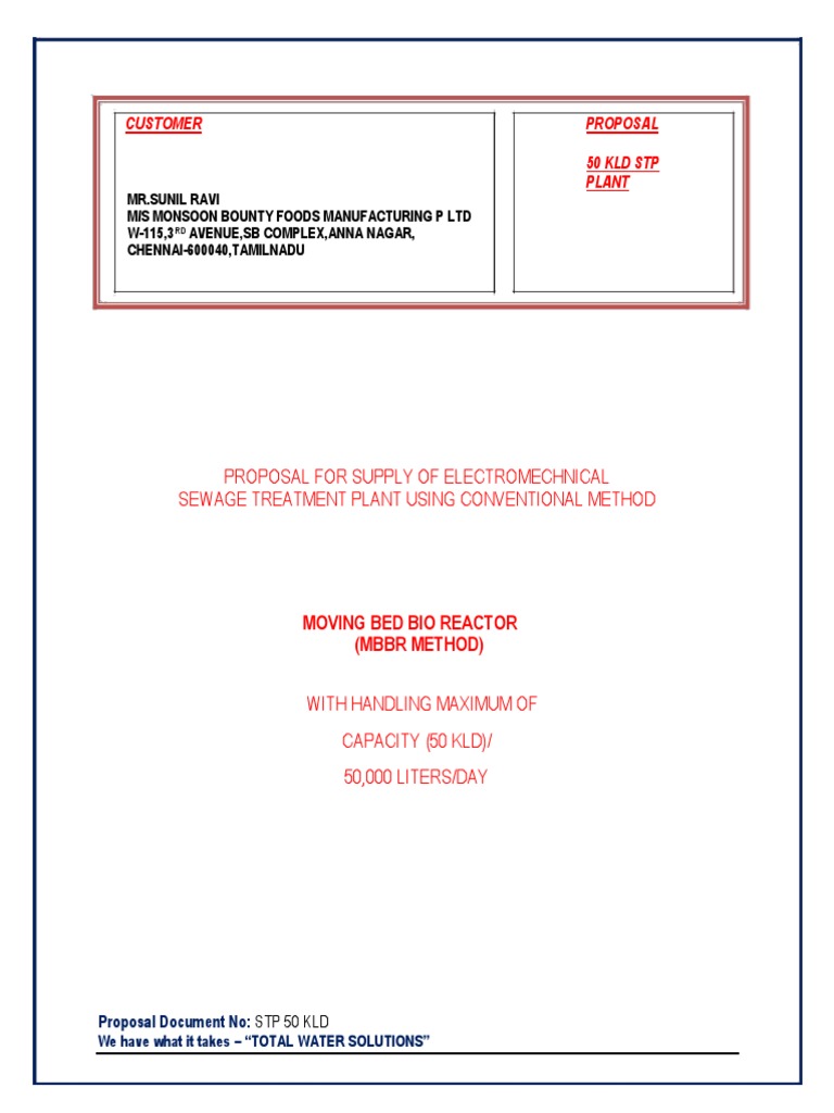 50kld STP MBBR | PDF | Sewage Treatment | Filtration