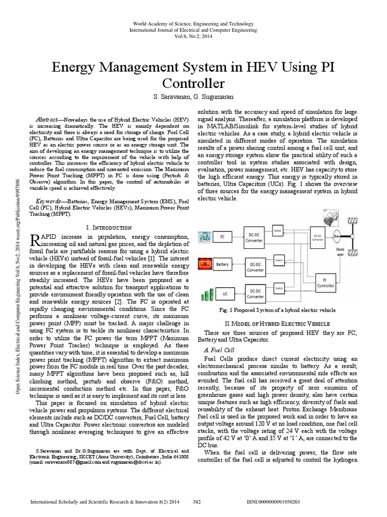 Energy Management in Hybrid Electric Vehicles | PDF | Electric Vehicle ...