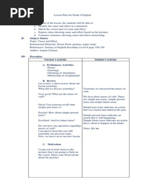Cause and Effect Detailed Lesson Plan