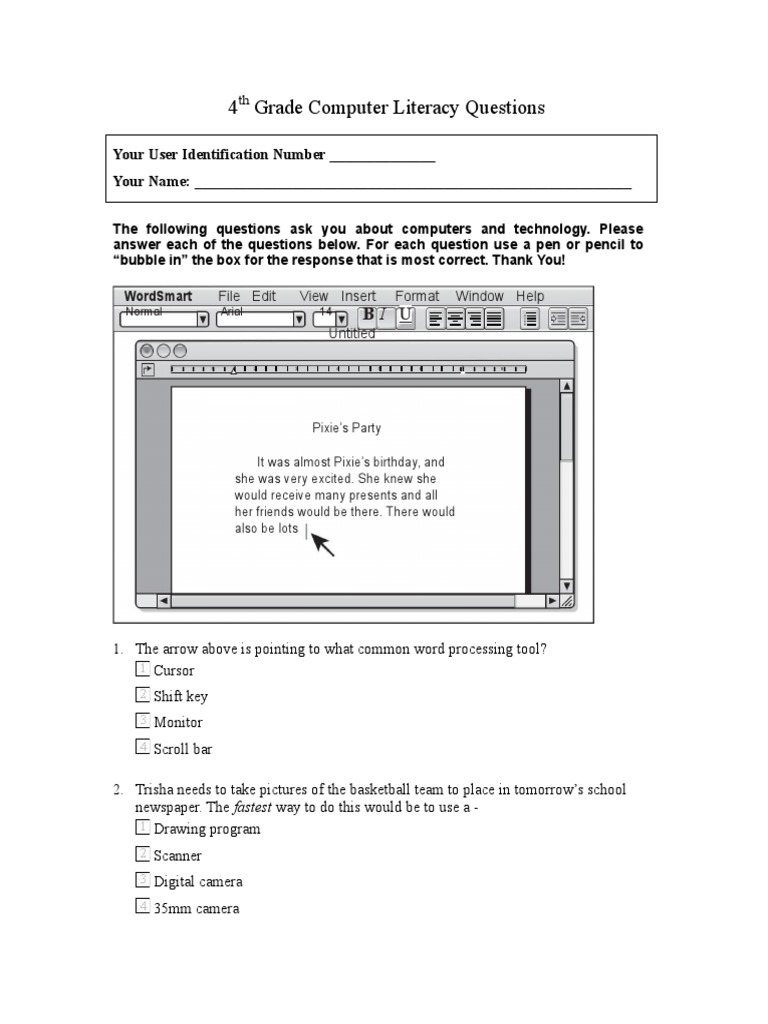 4 Grade Computer Literacy Questions | PDF | Jupiter | Planets