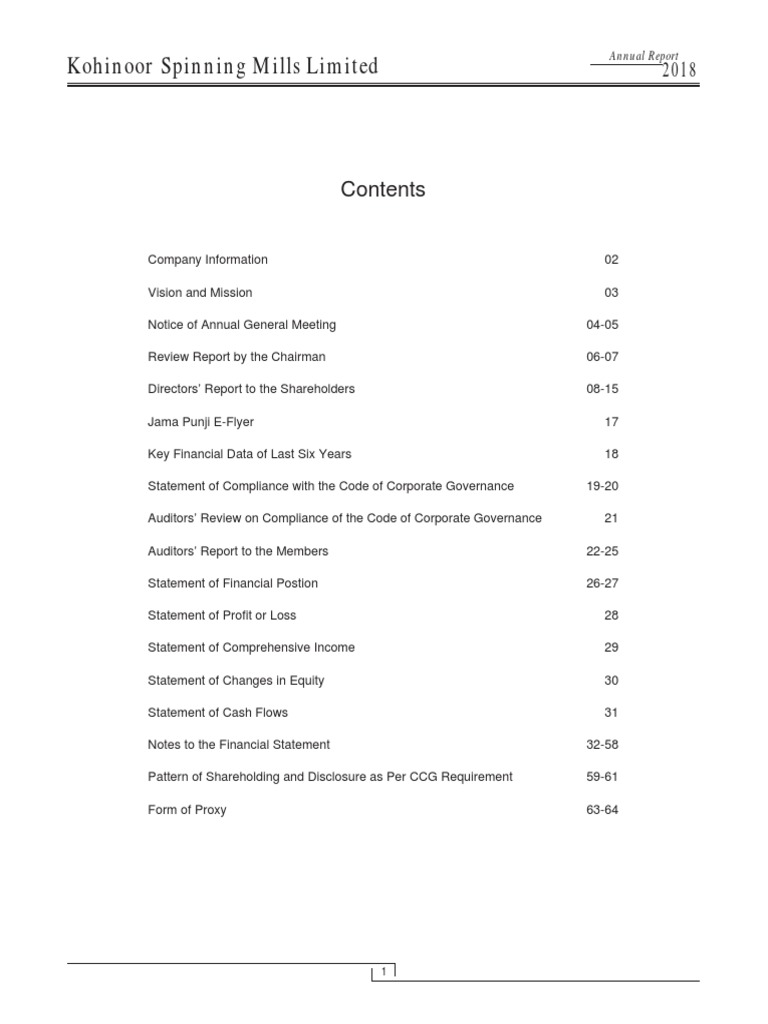 Kohinoor Spinning Mills PDF Board Of Directors Revenue