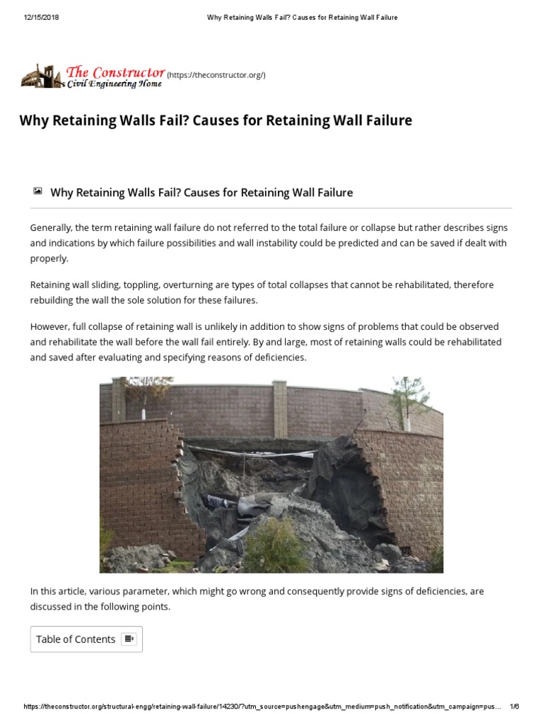 Why Retaining Walls Fail Causes For Retaining Wall Failure PDF