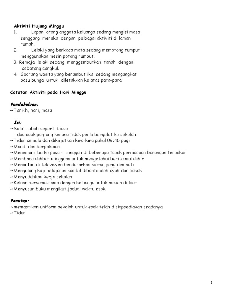 Sjkc Isi Karangan Untuk Murid Galus Penulisan Aktiviti Hujung Minggu Pdf