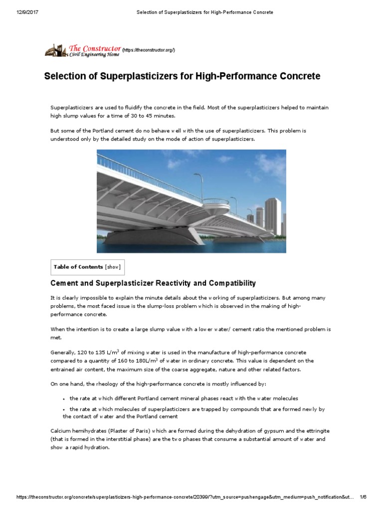 Selection of Superplasticizers For High-Performance Concrete | PDF ...