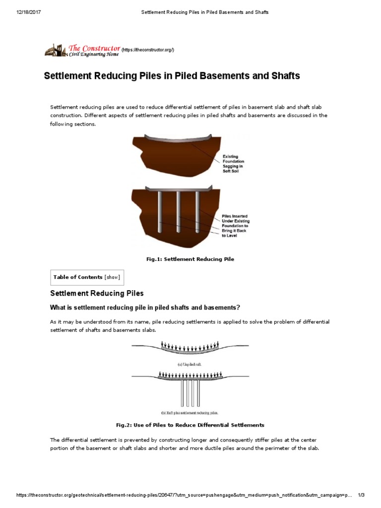 Settlement Reducing Piles in Piled Basements and Shafts | PDF | Deep ...