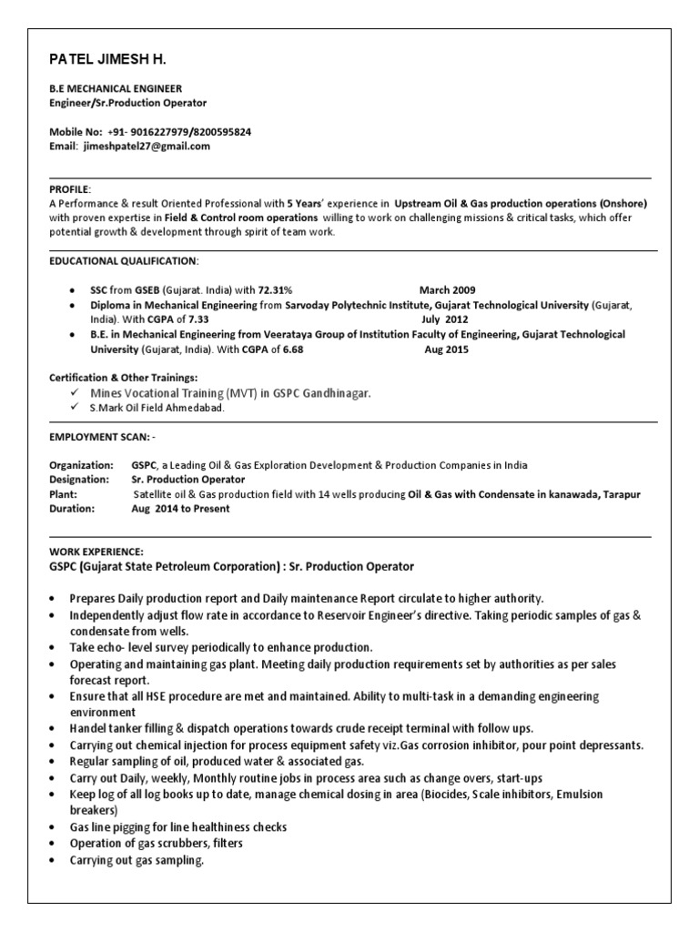 Patel Jimesh H.: Mines Vocational Training (MVT) in GSPC 