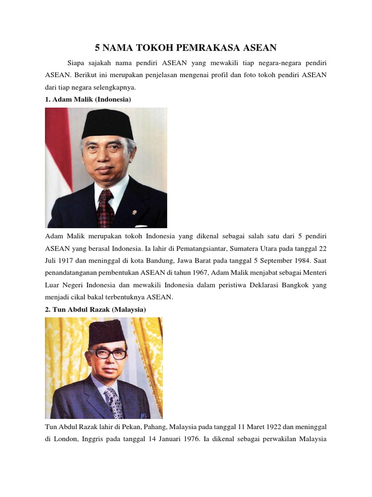 5 Nama Tokoh Pemrakasa Asean Pdf