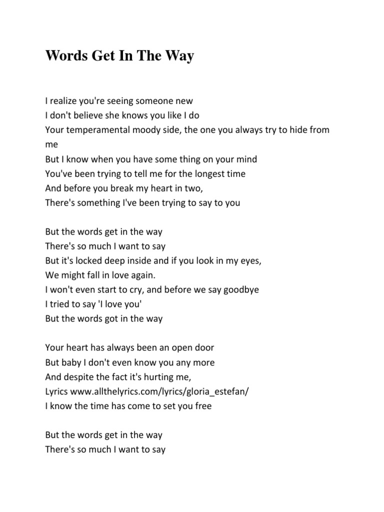 Words Get In The Way Lyrics