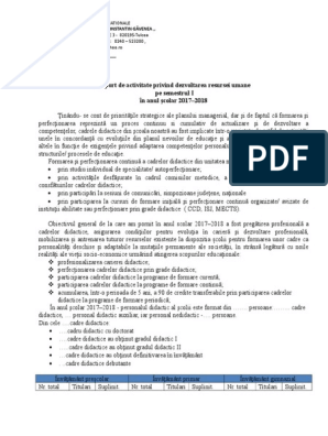 Raport-De-Activitate Sem 1 Comisie Formare D I A | PDF