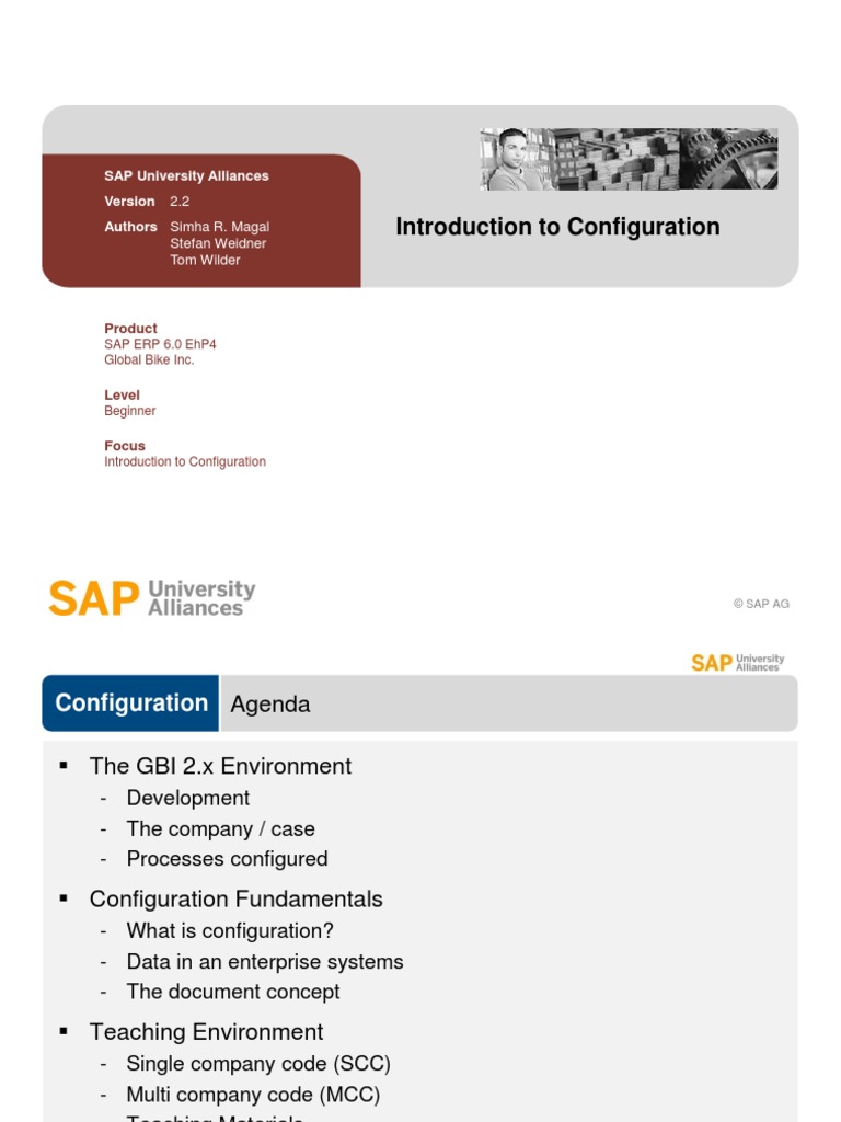 Introduction To Configuration: SAP University Alliances Authors Simha R ...