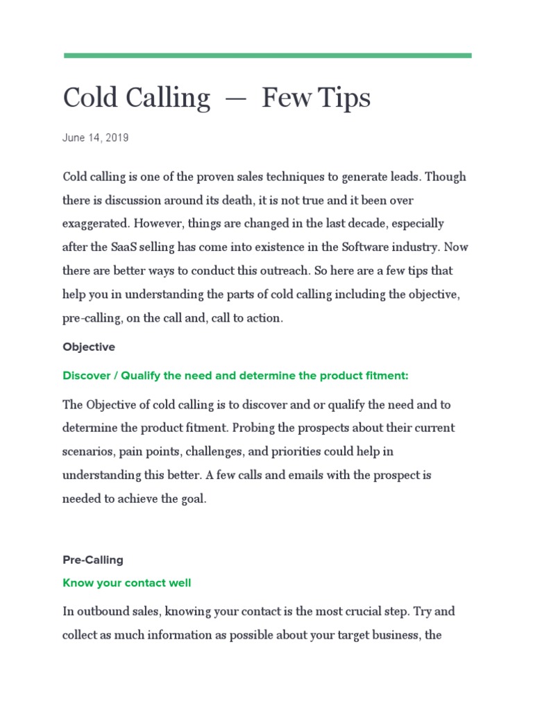 Effective Cold Calling Tips For Discovering Needs Qualifying Leads