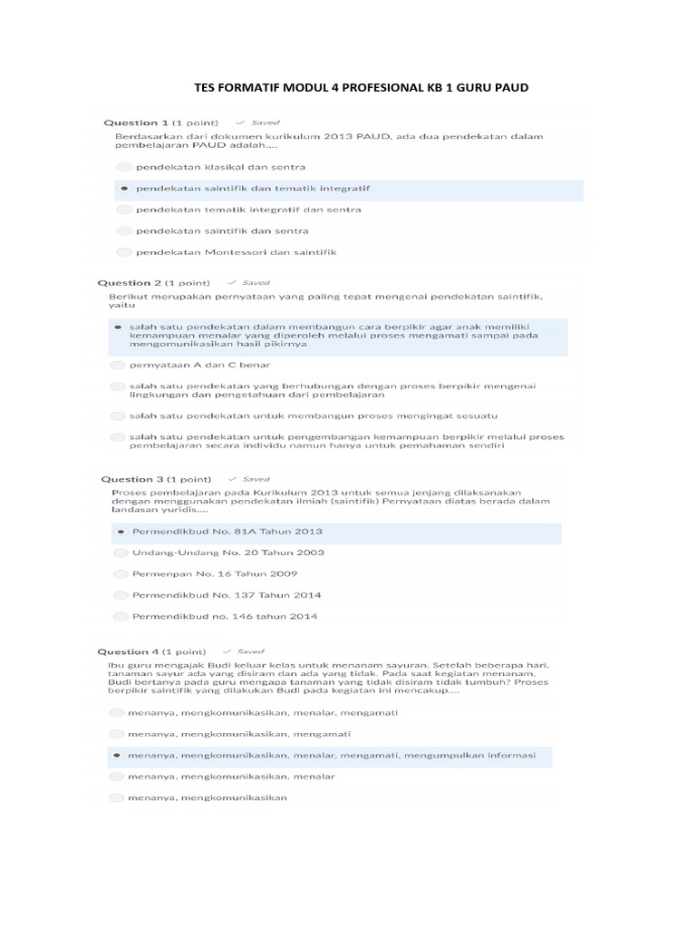 Tes Formatif Modul 4 Profesional Kb 1 Guru Tk