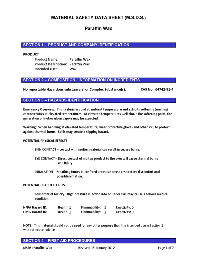 09 MSDS Wax Dispersant PDF Waste Management Firefighting