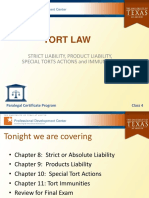 Tort Law: Strict Liability, Product Liability, Special Torts Actions and Immunities