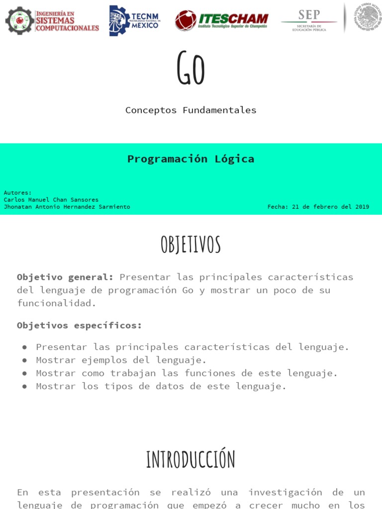Introducción a Go: Características y Uso | PDF | Lenguaje de ...