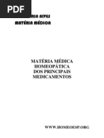 MATÉRIA MÉDICA DOS PRINCIPAIS MEDICAMENTOS HOMEOPÁTICOS