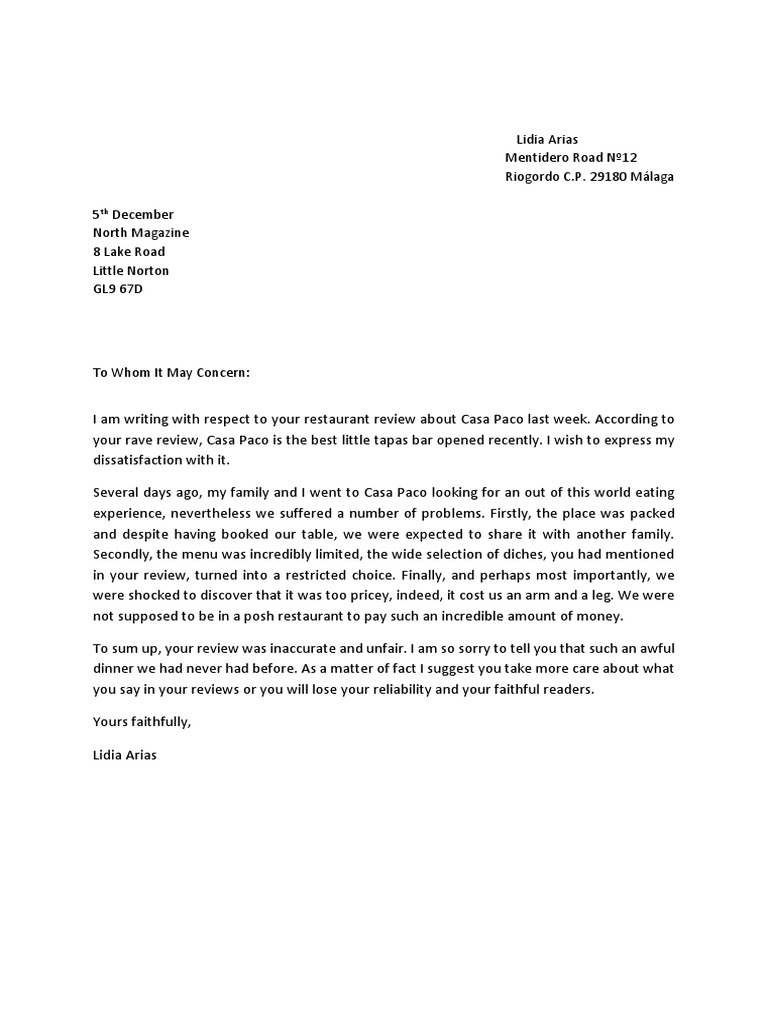 Carta De Queja Pdf