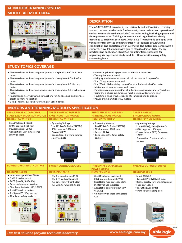 AC Motor Training System Overview | PDF | Electric Motor | Relay