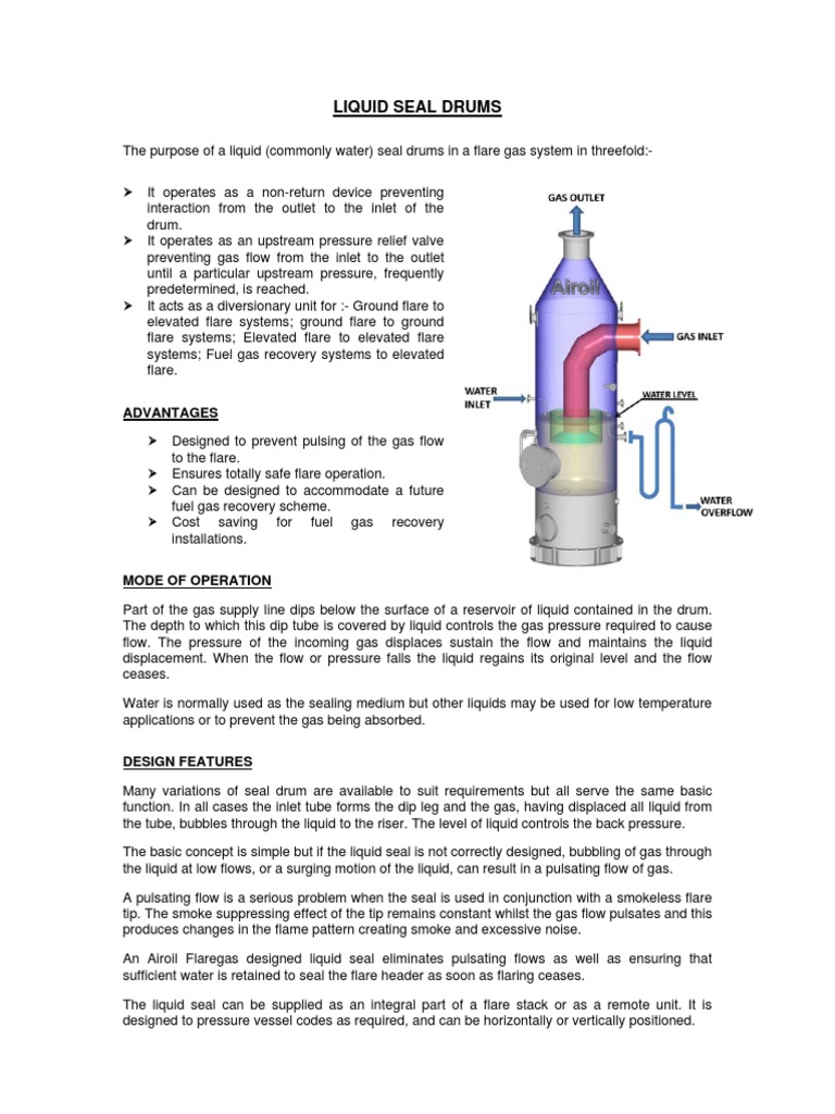 Liquid Seal Drums Advantages PDF Liquids Gases