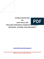 Technical Instructions FOR Safety Recall D0M Intelligent Power Module Transistor Replacement CERTAIN 2006 2010 Model Year Highlander HV