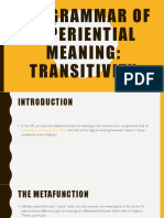 The Grammar of Experiential Meaning: Transitivity