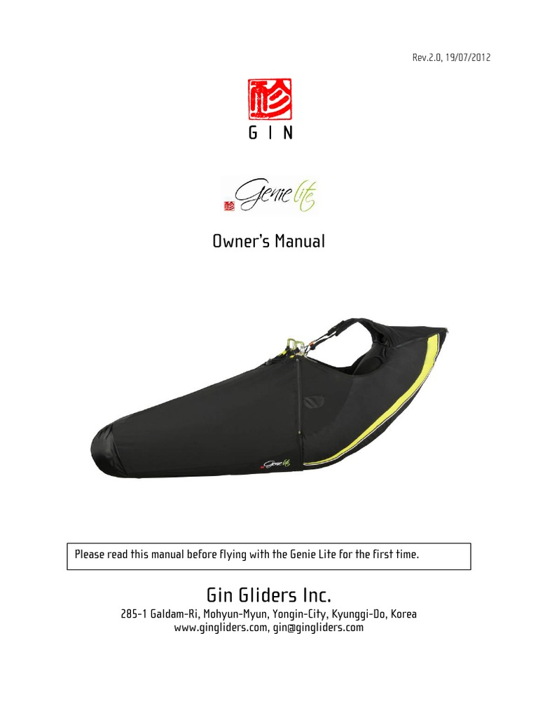 Owner's Manual Gin Gliders Inc PDF Parachute Nature