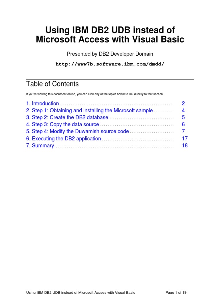 Transitioning from Access to DB2 UDB | PDF | Ibm Db2 | Microsoft Access